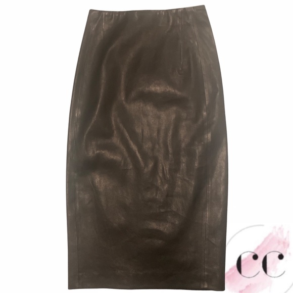NWT Danier Deanne Stretch Leather Skirt, Black - Picture 7 of 10